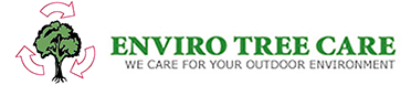enviro tree care logo of red tree inside green arrows in the shape of a triangle